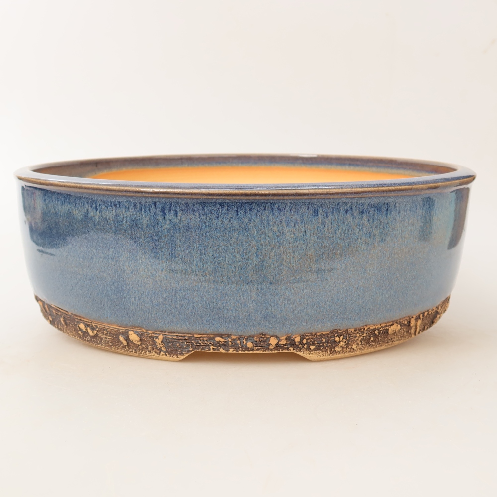 Pot à bonsaï en céramique 27,5 x 27,5 x 8,5 cm, couleur bleue