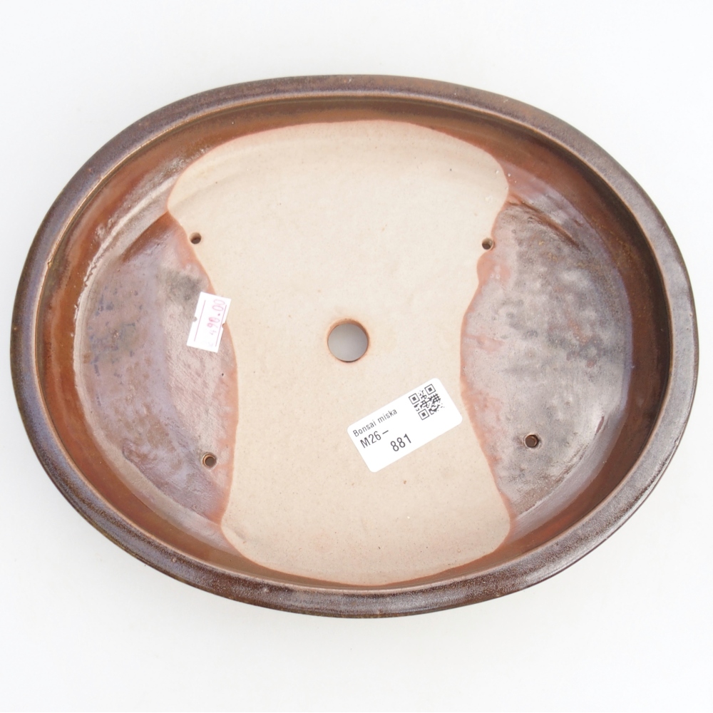 Bol à bonsaï en céramique 24,5 x 20 x 4 cm, brun