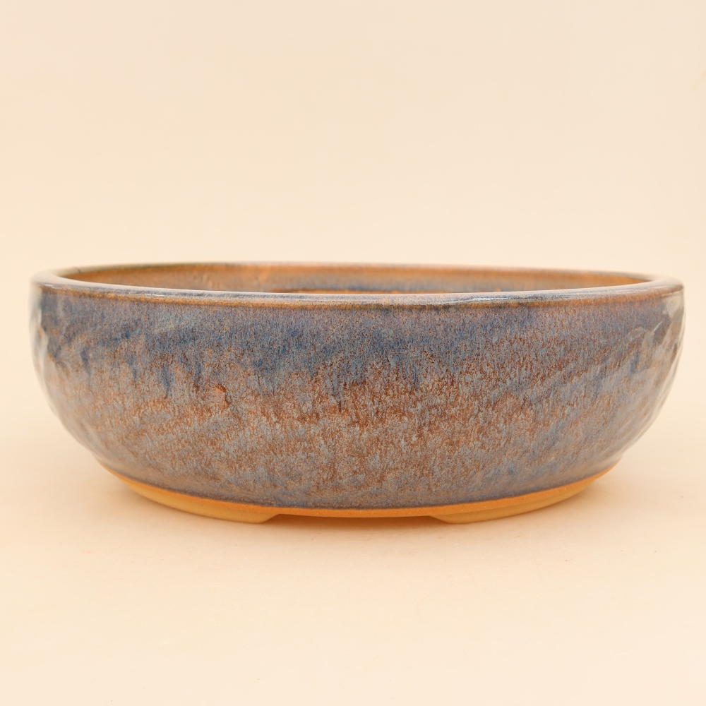 Pot à bonsaï en céramique 26,5 x 26,5 x 7,5 cm, couleur bleue