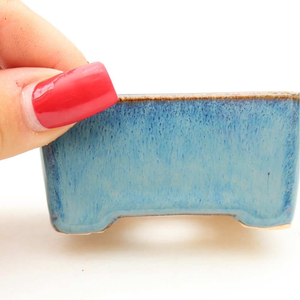 Pot à bonsaï en céramique 6,5 x 5 x 3,5 cm, couleur bleue