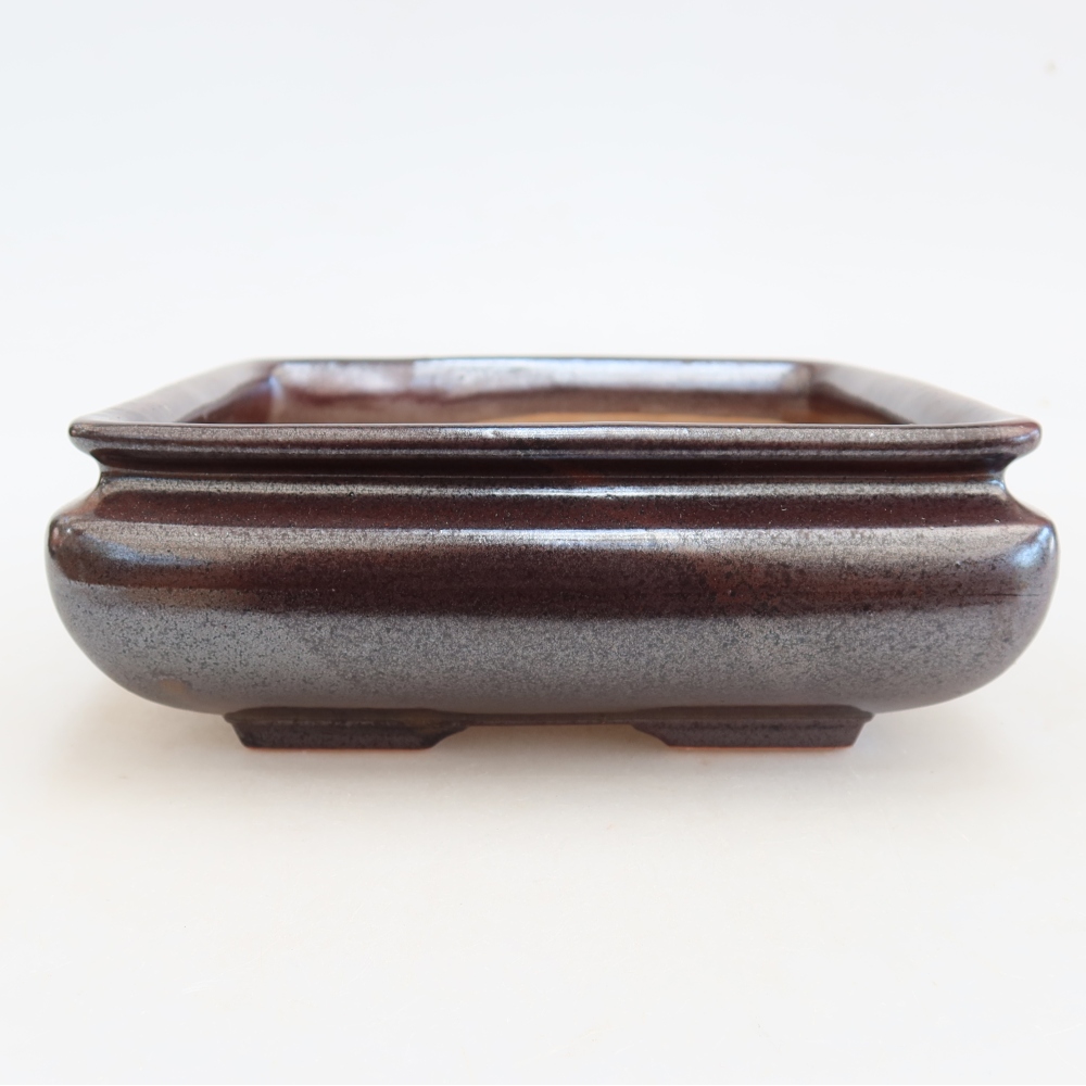 Bol à bonsaï en céramique 15,5 x 15,5 x 6 cm, brun