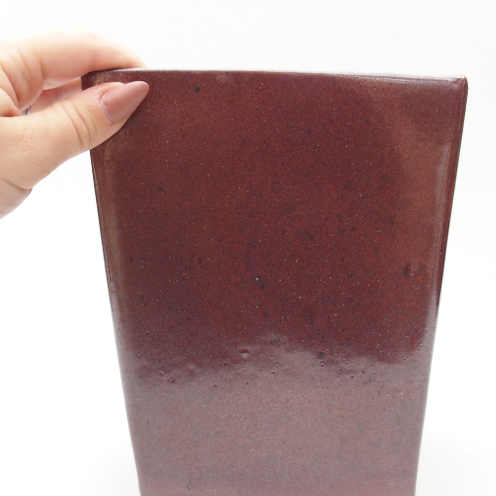 Bol à bonsaï en céramique 15 x 15 x 19,5 cm, bordeaux