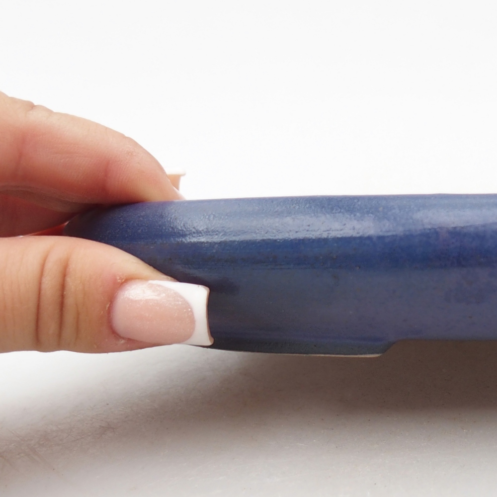 Bol à bonsaï en céramique 22,5 x 16,5 x 3 cm, couleur bleu