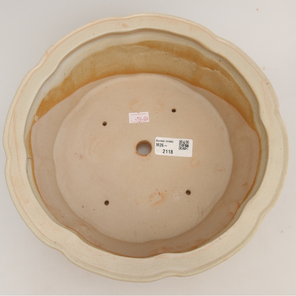 Bol à bonsaï en céramique 26 x 26 x 8 cm, couleur beige