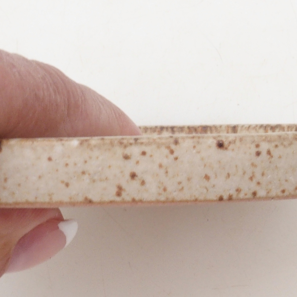 Console ronde pour bonsaïs D6-L - 13,5 x 13,5 x 1 cm - beige