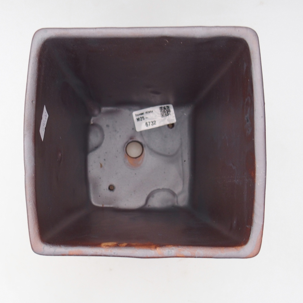 Bol à bonsaï en céramique 15 x 15 x 19,5 cm, couleur métal