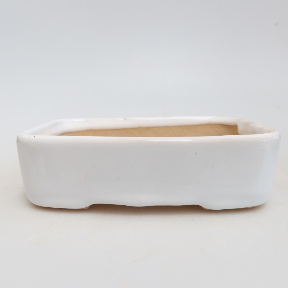 Pot à bonsaï en céramique 13 x 9,5 x 3,5 cm, couleur blanche