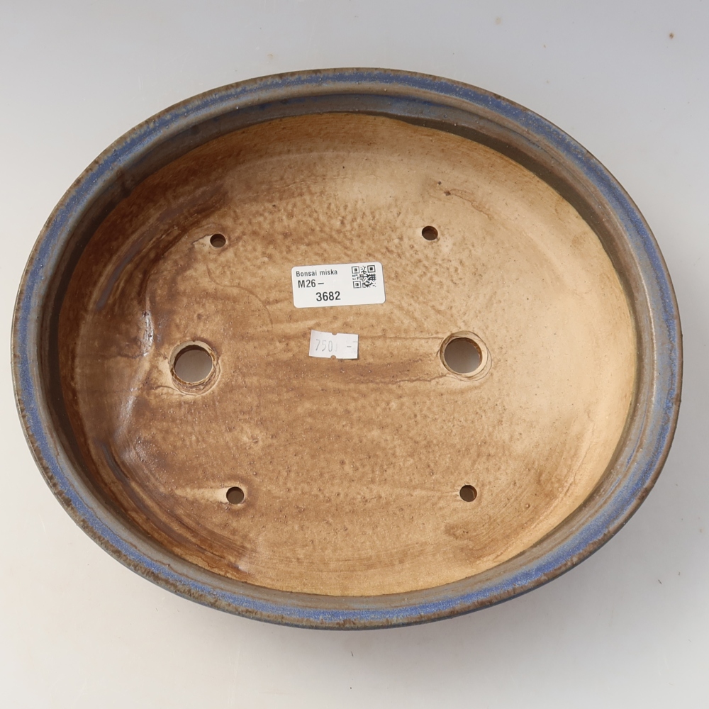 Pot à bonsaï en céramique 26 x 24 x 6 cm, couleur bleue
