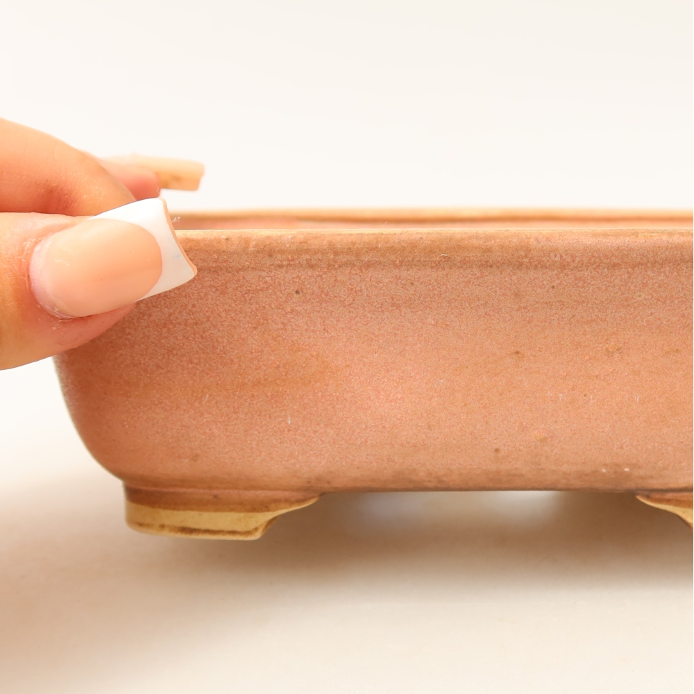 Pot à bonsaï en céramique 15 x 13 x 4,5 cm, couleur rose