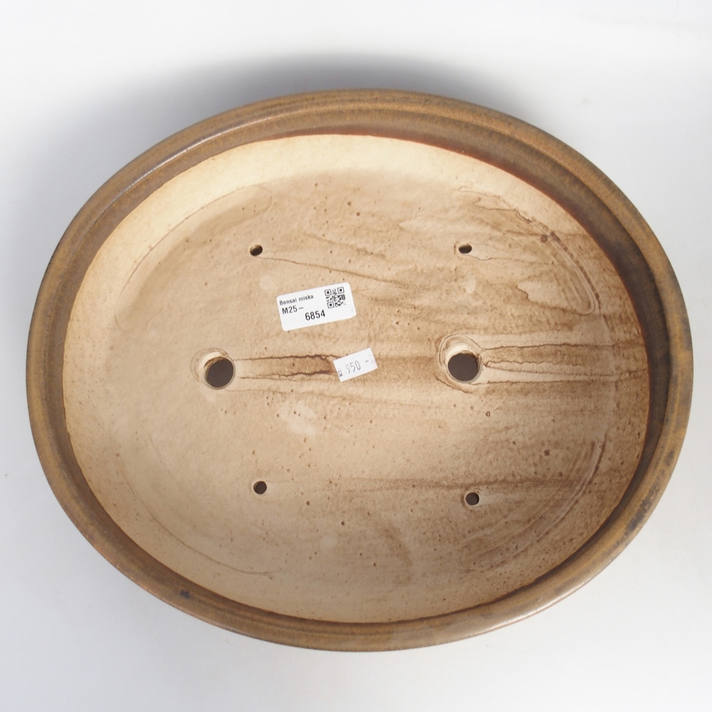 Bol à bonsaï en céramique 31,5 x 27,5 x 6,5 cm, brun