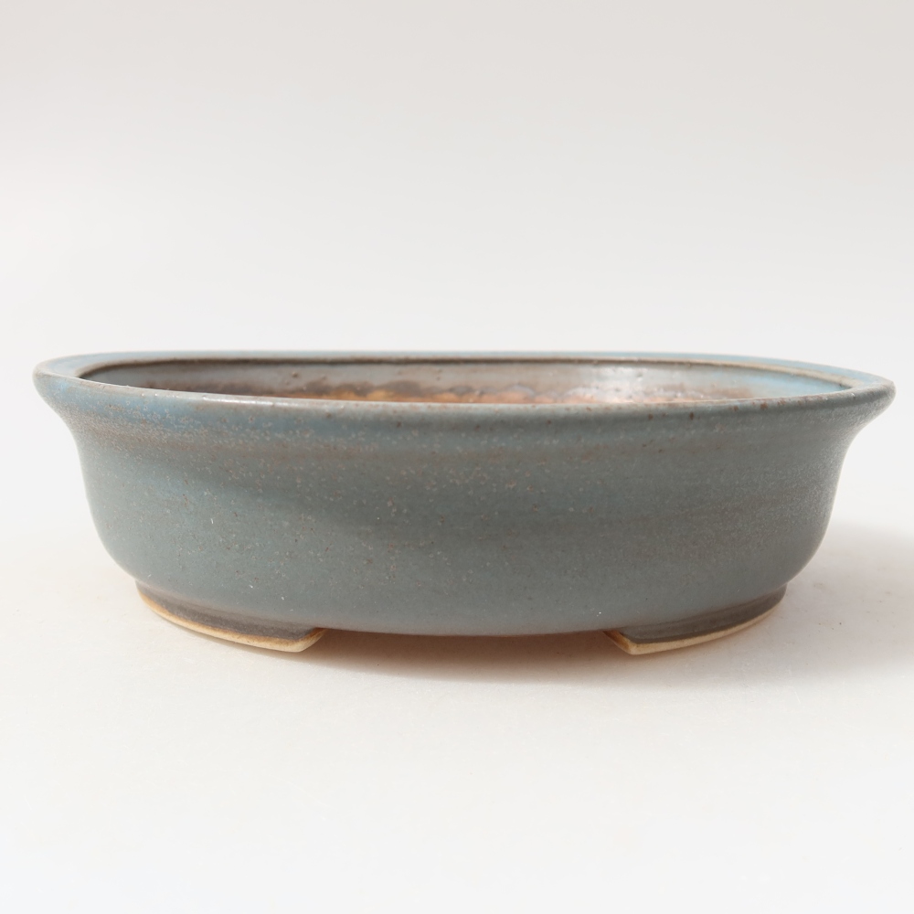 Pot à bonsaï en céramique 15,5 x 14,5 x 4 cm, couleur bleue