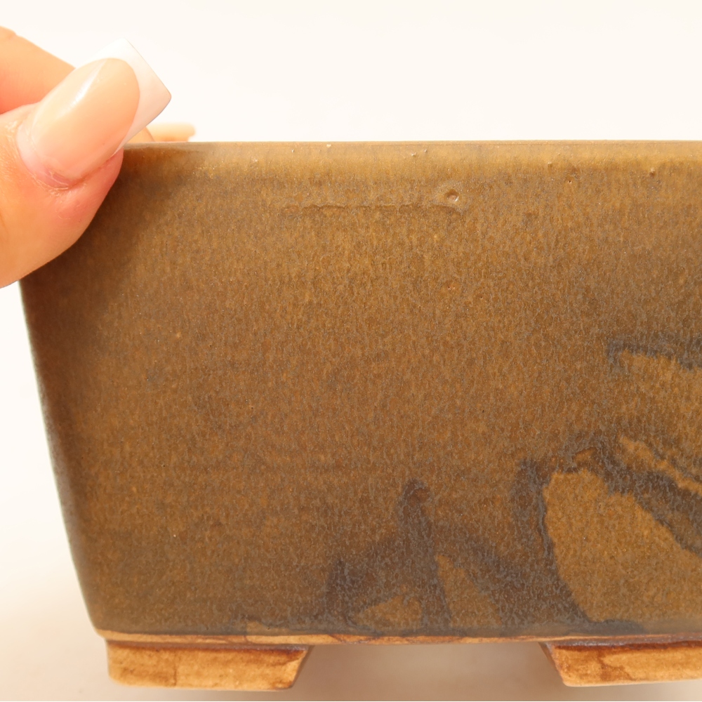 Bol à bonsaï en céramique 13 x 13 x 8 cm, brun