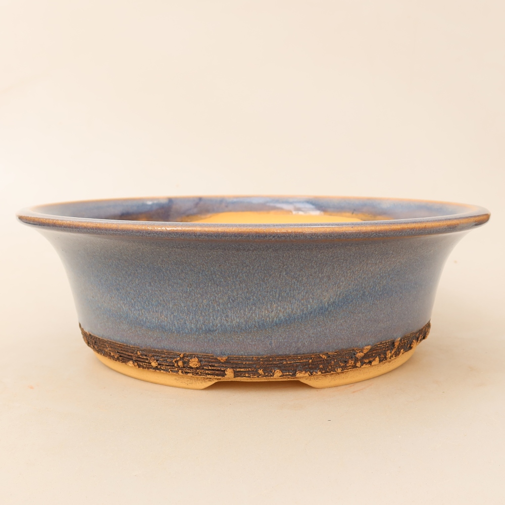 Bol à bonsaï en céramique 26,5 x 26,5 x 8 cm, couleur bleu