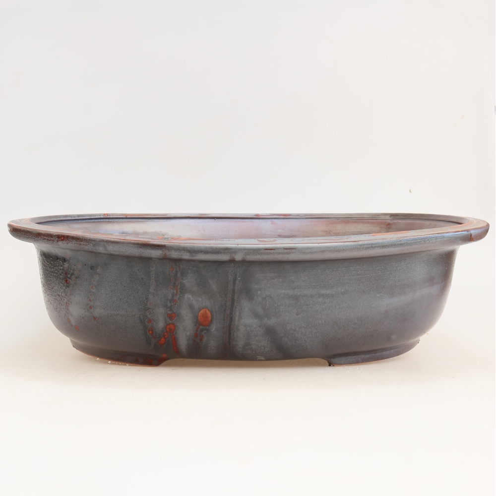 Pot à bonsaï en céramique 36 x 30 x 9 cm, couleur rouge métallisé
