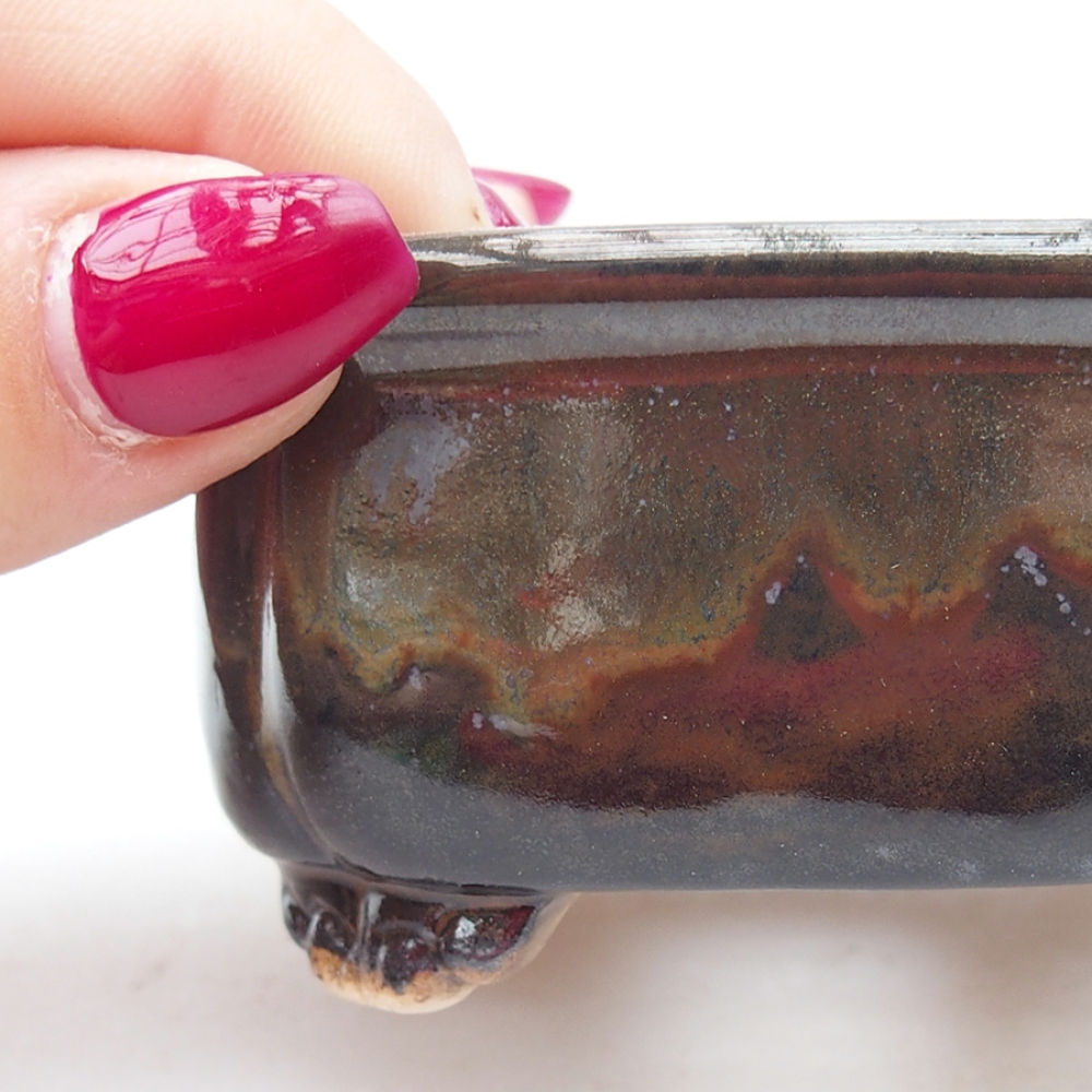 Bol à bonsaï en céramique 7,5 x 7 x 4 cm, couleur noire