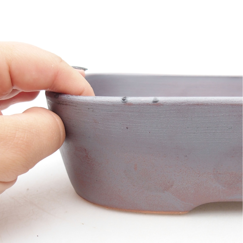 Bol à bonsaï en céramique 23 x 17,5 x 5,5 cm, couleur métal