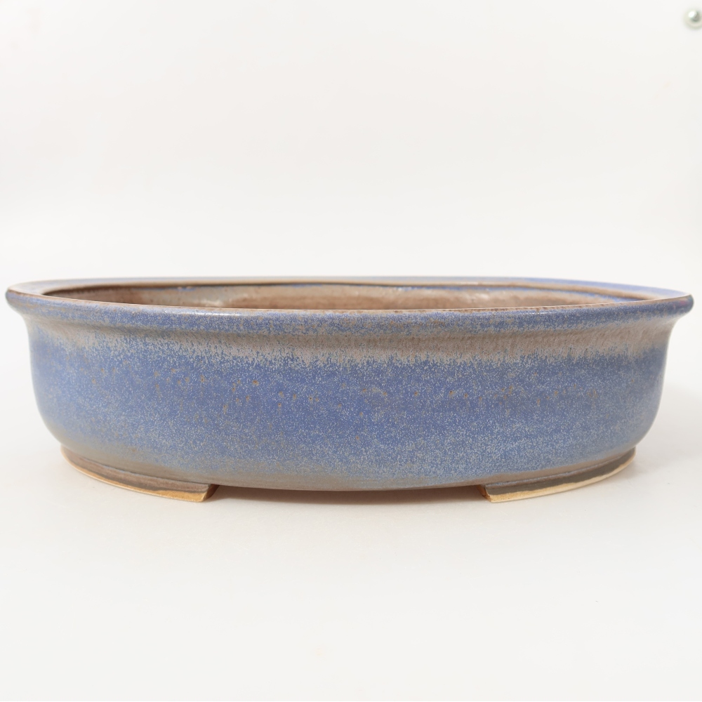 Pot à bonsaï en céramique 31,5 x 27,5 x 7 cm, couleur bleue