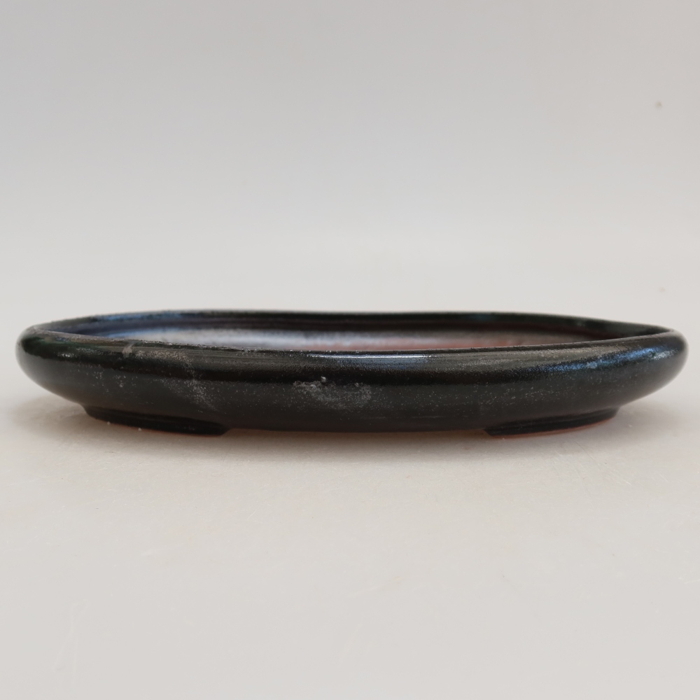 Pot à bonsaï en céramique 22,5 x 16,5 x 3 cm, couleur vert métallisé