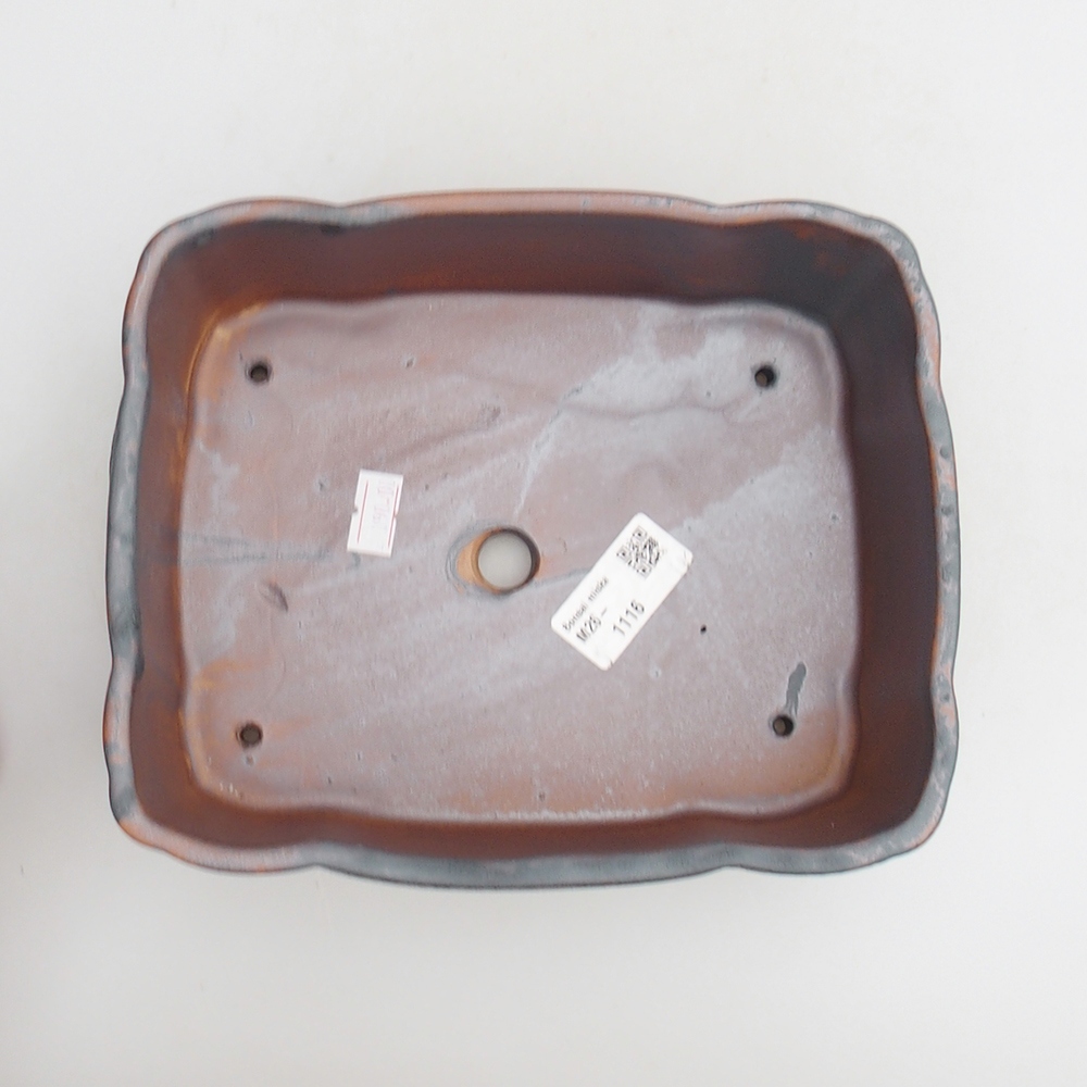 Bol à bonsaï en céramique 20 x 17 x 7 cm, couleur métal