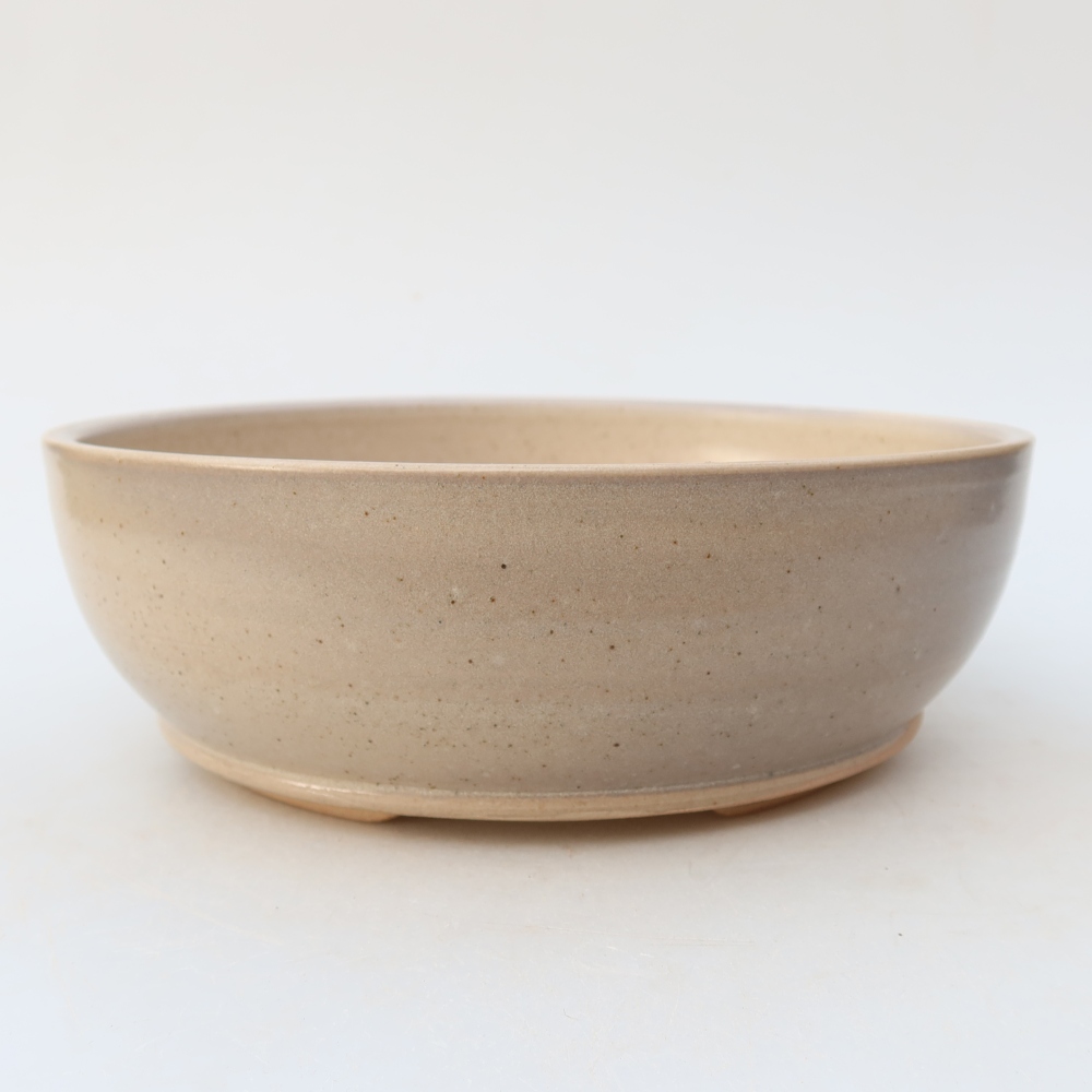 Bol à bonsaï en céramique 19,5 x 19,5 x 6,5 cm, couleur beige
