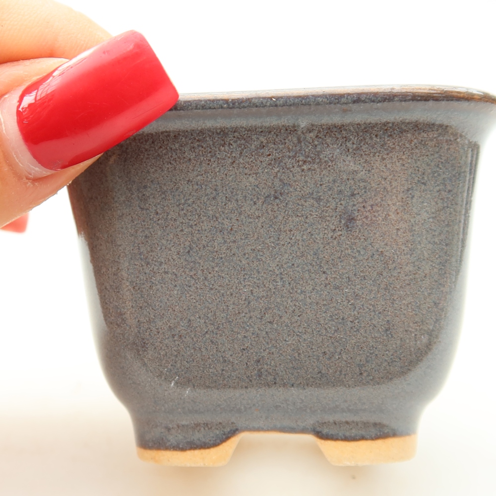 Pot à bonsaï en céramique 6,5 x 6,5 x 5 cm, couleur grise