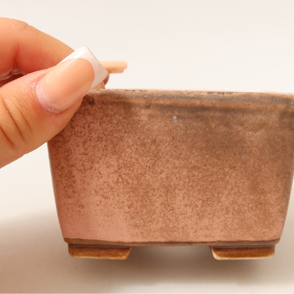 Bol à bonsaï en céramique 8,5 x 8,5 x 5,5 cm, rose