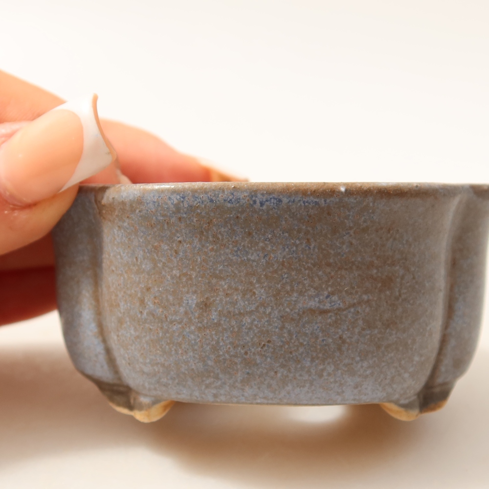 Pot à bonsaï en céramique 8 x 7,5 x 3,5 cm, couleur bleue