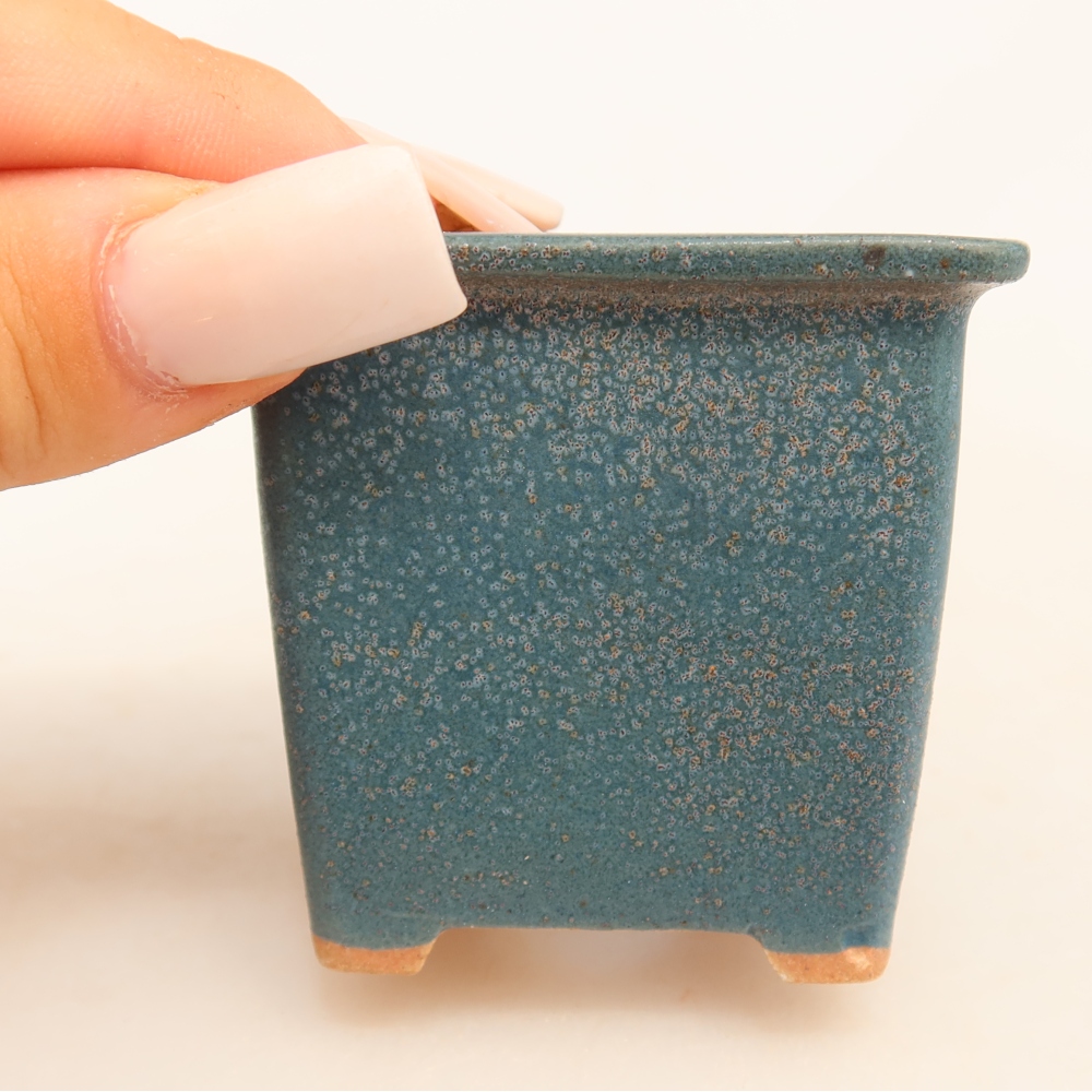 Pot à bonsaï en céramique 6 x 6 x 5,5 cm, couleur bleue