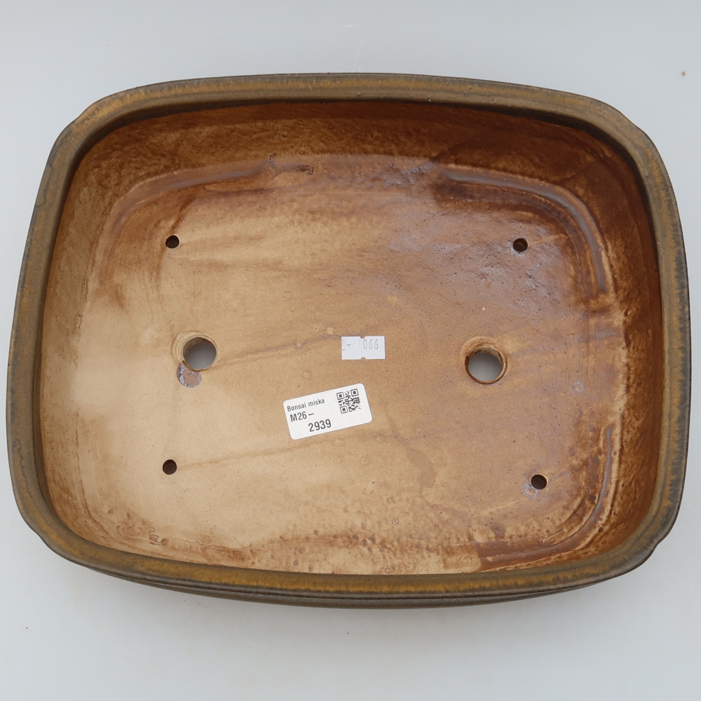 Pot à bonsaï en céramique 29,5 x 24,5 x 7 cm, couleur marron