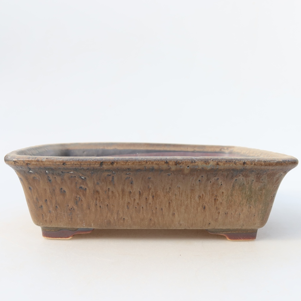 Bol à bonsaï en céramique 17,5 x 14,5 x 5 cm, brun