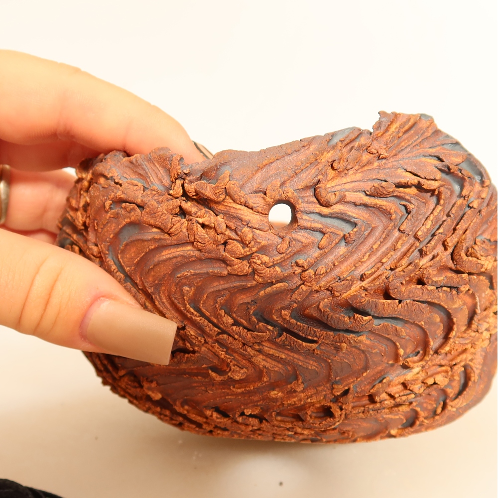 Coquille en céramique pour kokedama, 12 x 12 x 7,5 cm, couleur marron