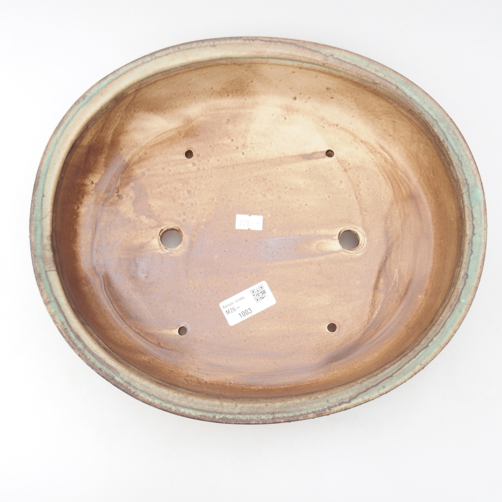 Bol à bonsaï en céramique 32,5 x 28,5 x 7 cm, vert