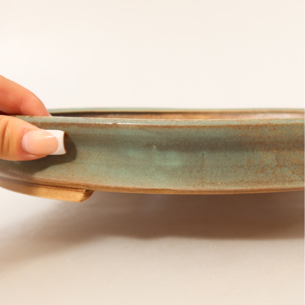 Pot à bonsaï en céramique 30,5 x 26,5 x 4 cm, couleur verte