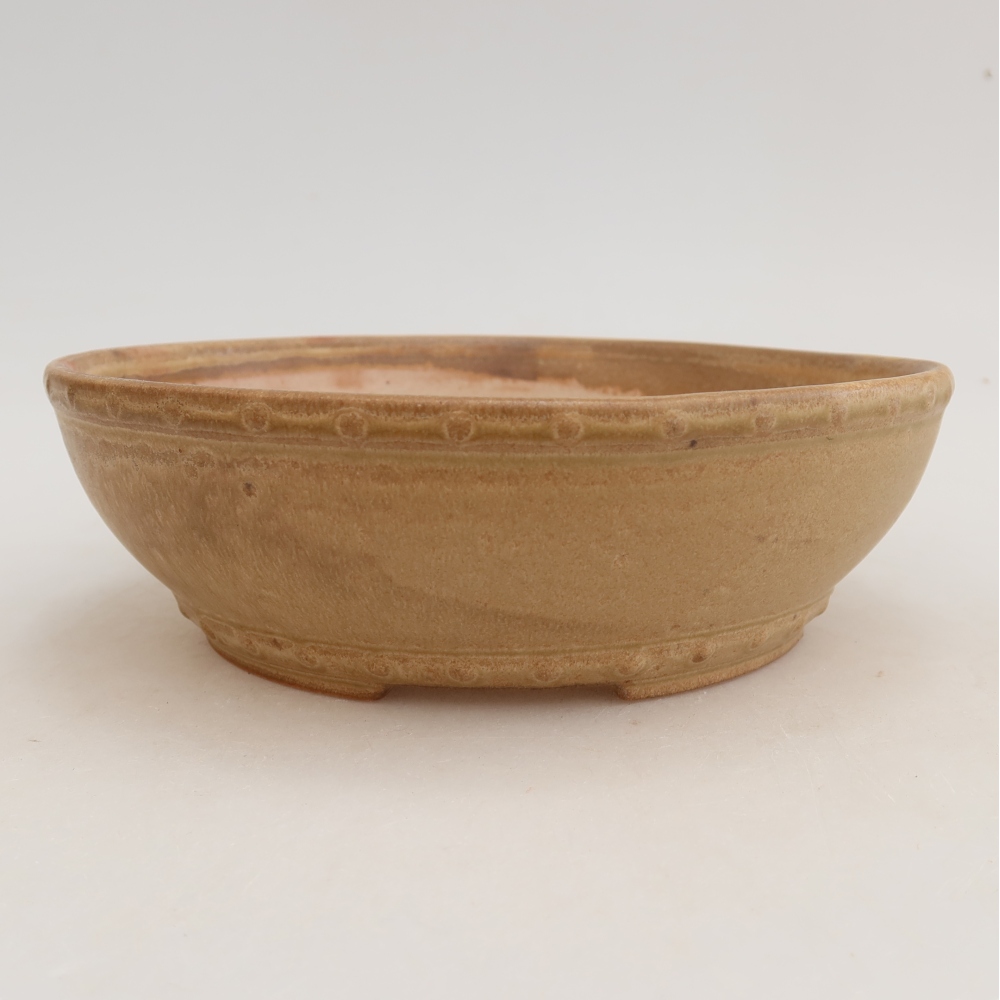 Pot à bonsaï en céramique 17,5 x 17,5 x 5,5 cm, couleur beige