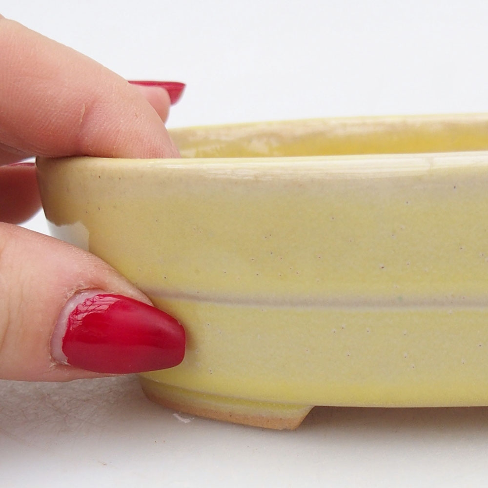 Bol à bonsaï en céramique 13,5 x 10,5 x 4 cm, jaune