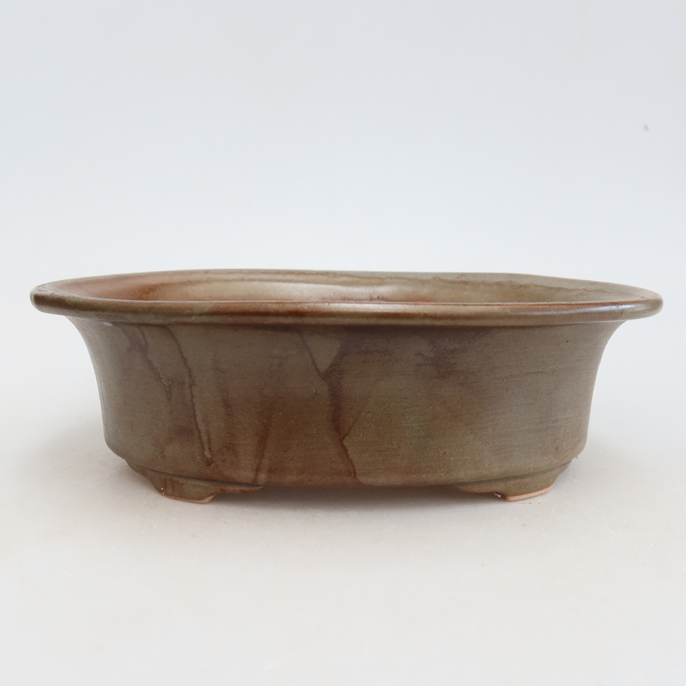 Pot à bonsaï en céramique 22 x 17,5 x 6,5 cm, couleur marron
