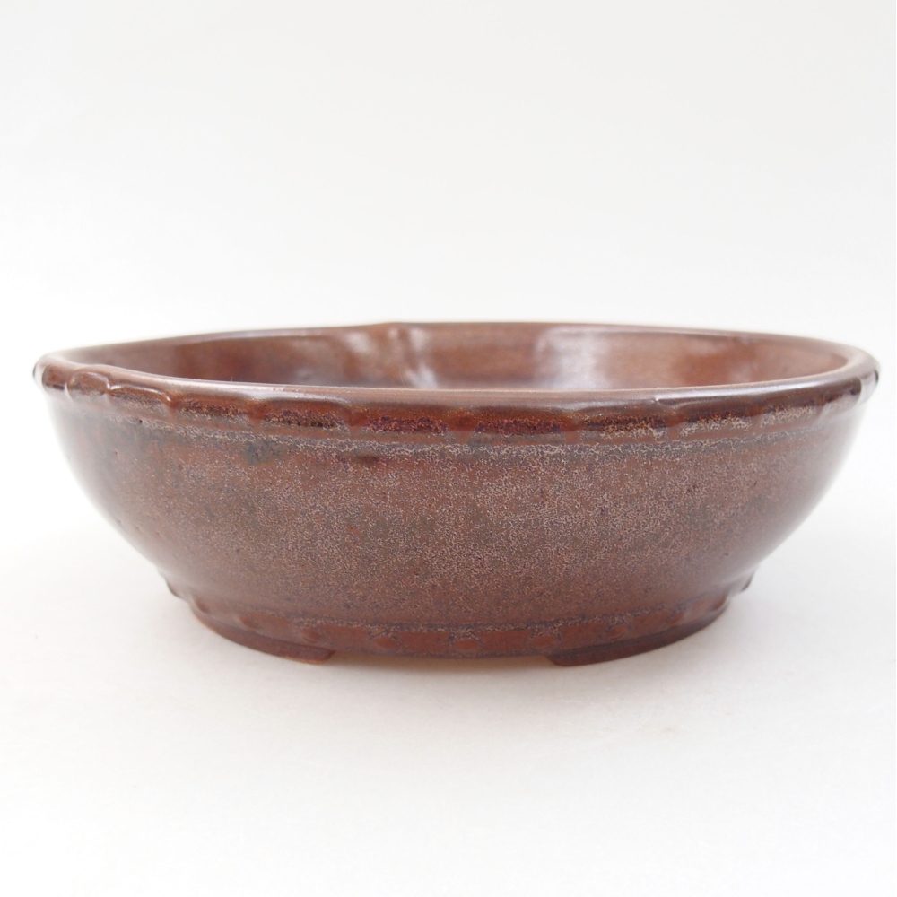 Bol à bonsaï en céramique 17,5 x 17,5 x 5 cm, brun