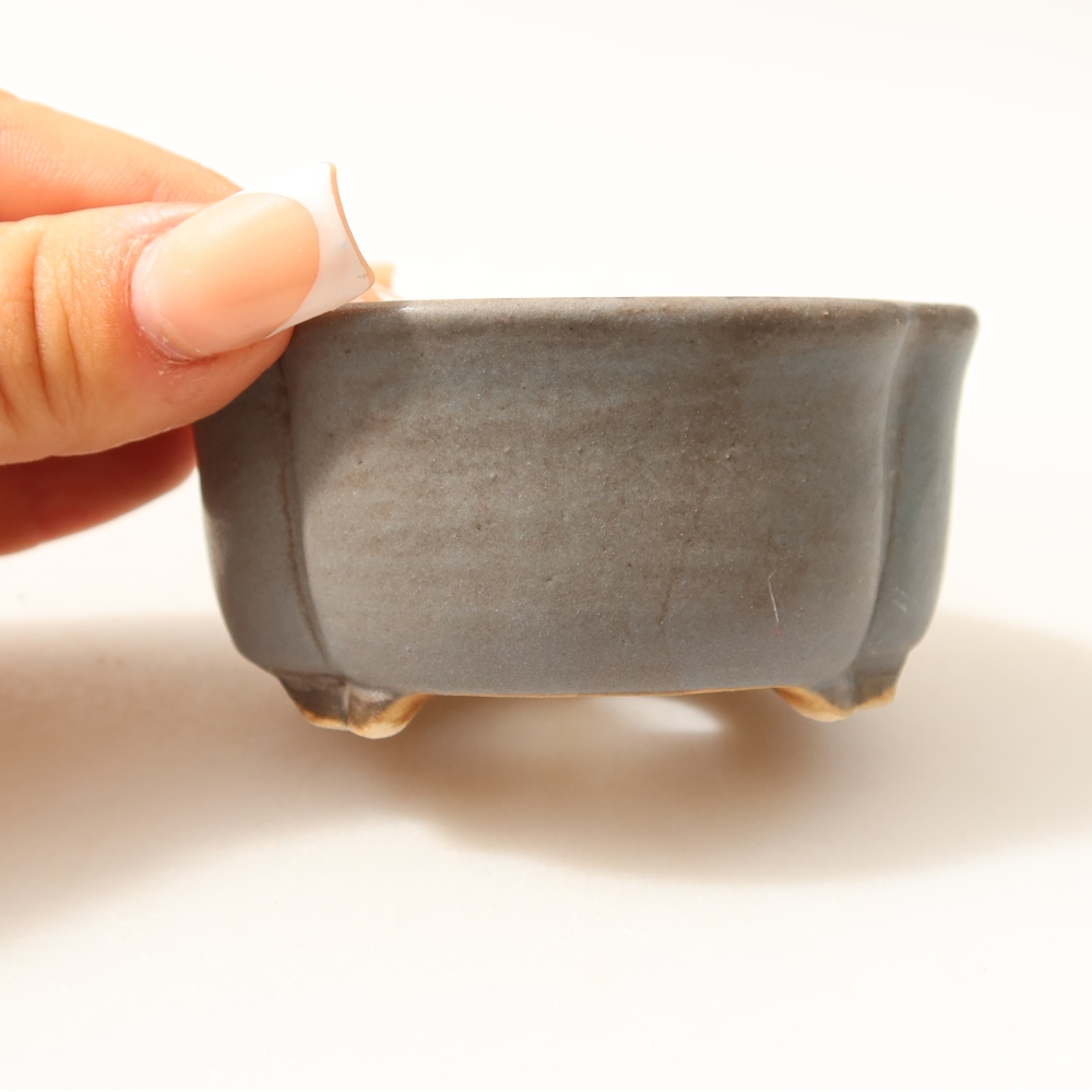 Pot à bonsaï en céramique 8 x 7,5 x 3,5 cm, couleur bleue