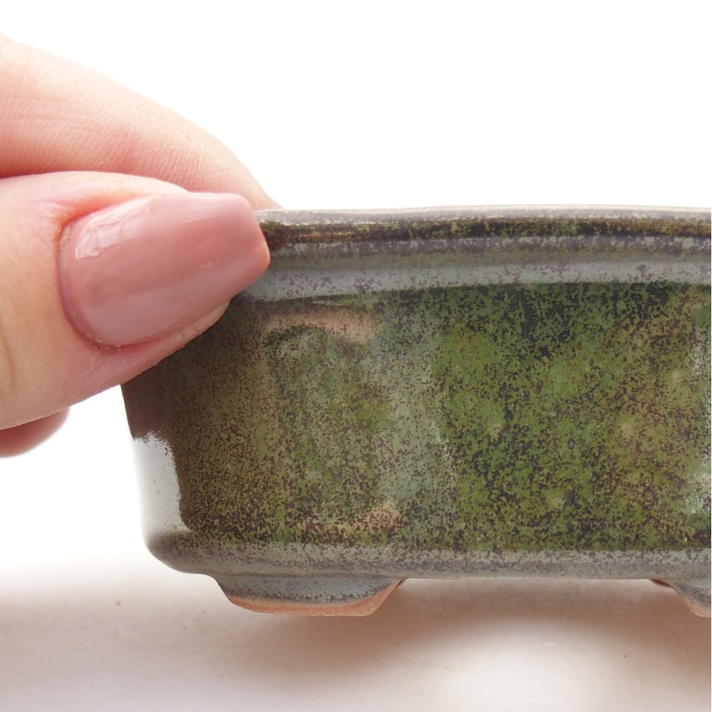 Bol à bonsaï en céramique 9,5 x 6,5 x 3,5 cm, vert