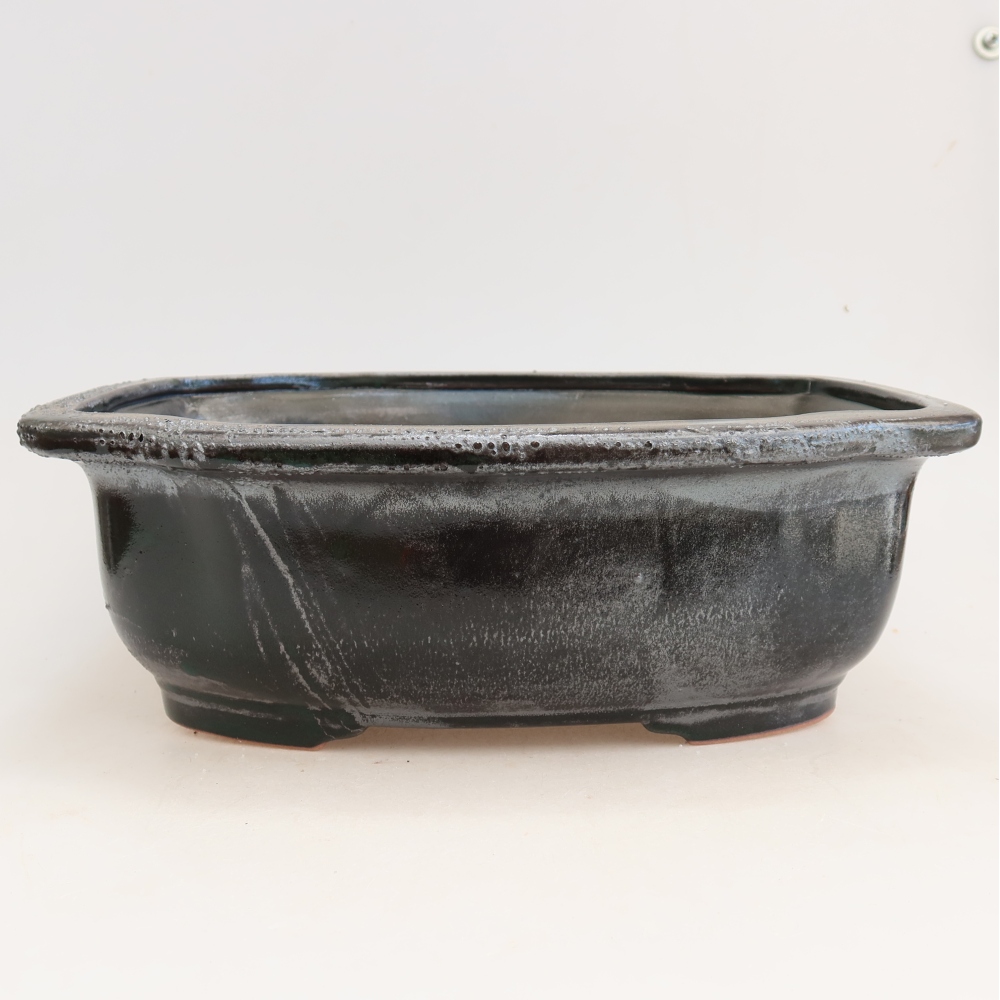 Pot à bonsaï en céramique 30,5 x 25,5 x 10,5 cm, couleur verte