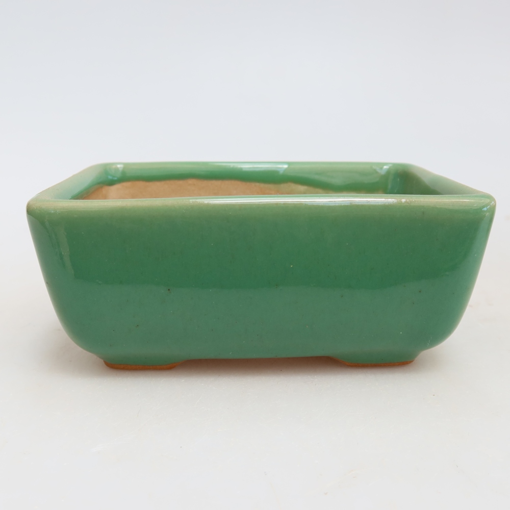 Pot à bonsaï en céramique 10,5 x 7 x 4,5 cm, couleur verte