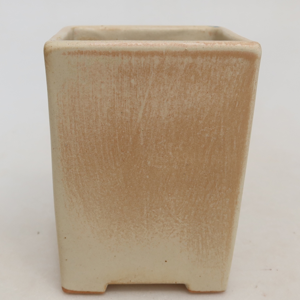 Pot à bonsaï en céramique 7,5 x 7,5 x 10 cm, couleur beige