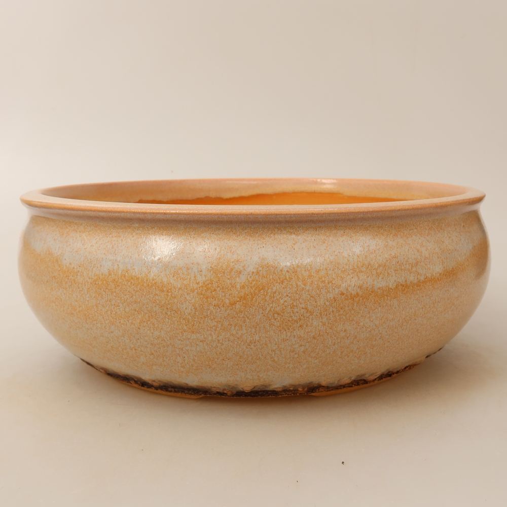 Pot à bonsaï en céramique 24 x 24 x 9 cm, couleur beige