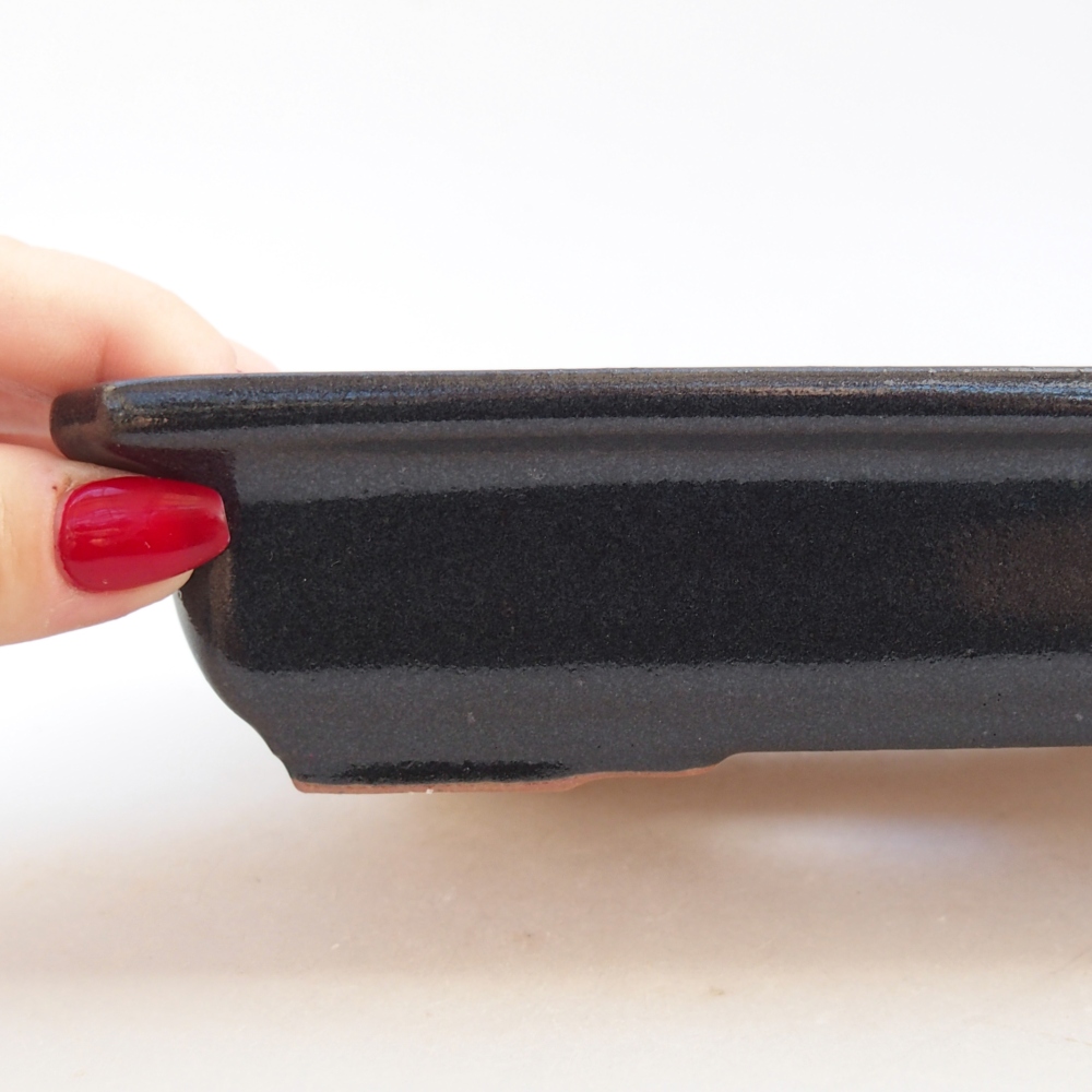 Bol à bonsaï en céramique 18 x 13,5 x 4 cm, noir