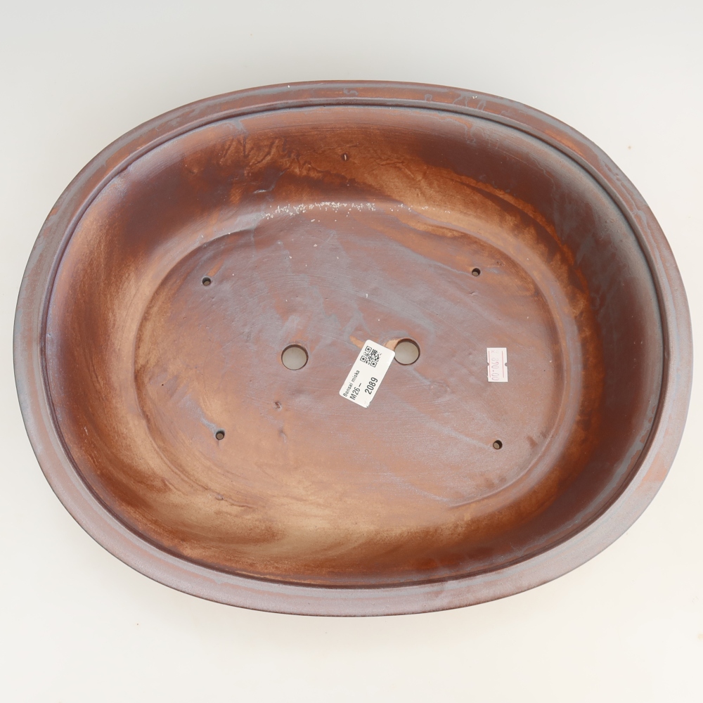 Pot à bonsaï en céramique 36 x 30 x 9 cm, couleur métallique