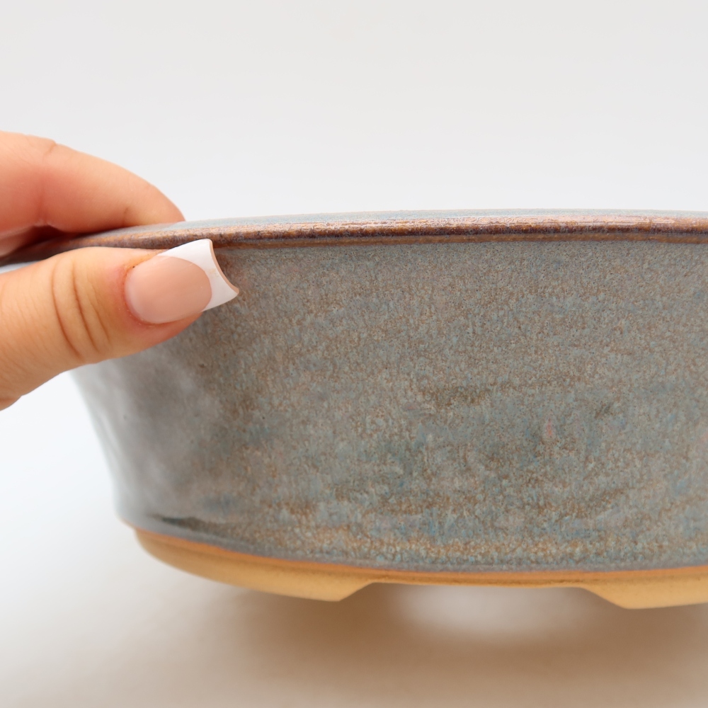 Pot à bonsaï en céramique 26,5 x 26,5 x 7 cm, couleur grise