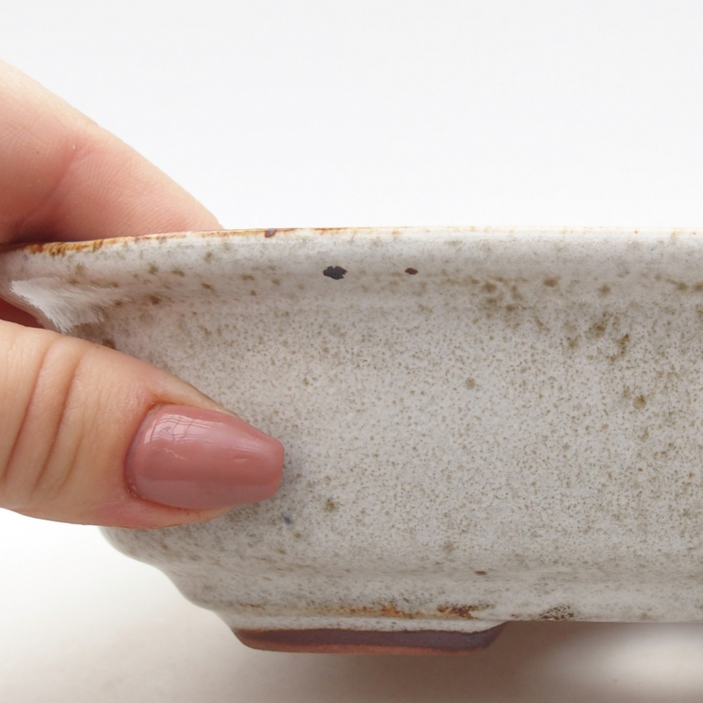 Bol à bonsaï en céramique 18,5 x 13,5 x 5 cm, couleur blanc