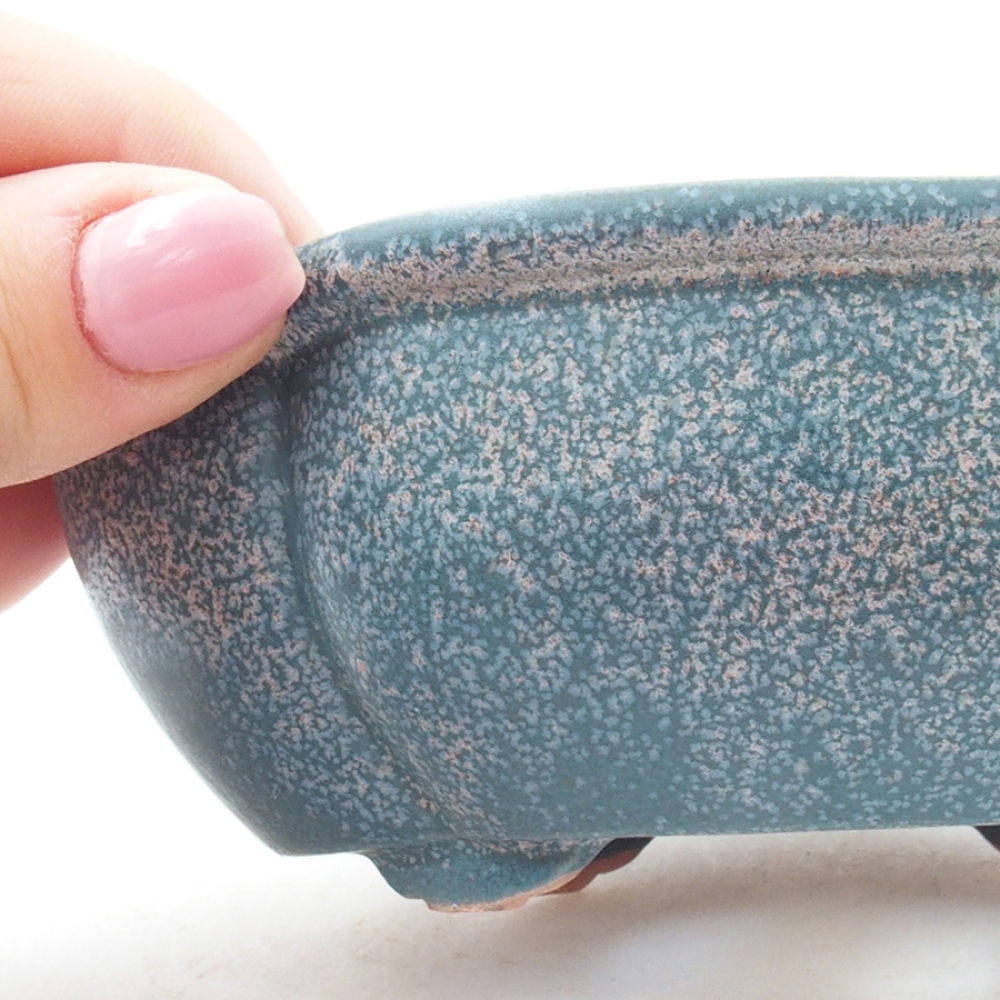 Bol à bonsaï en céramique 12,5 x 10 x 4,5 cm, couleur bleu