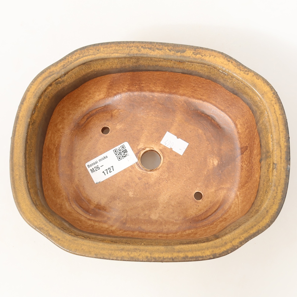Pot à bonsaï en céramique 20,5 x 16,5 x 7 cm, couleur marron
