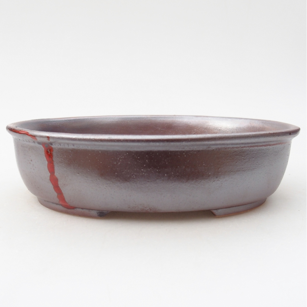 Bol à bonsaï en céramique 19 x 14,5 x 4,5 cm, rouge métallique